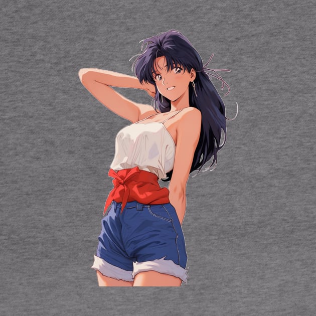 Misato Katsuragi Neon Genesis Evangelion Retro Style 3 by Graphicvibestore